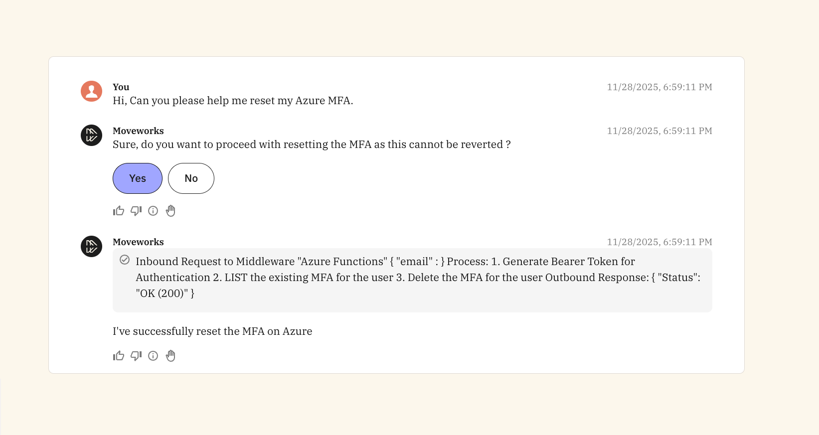Agentic AI example for ITSM
