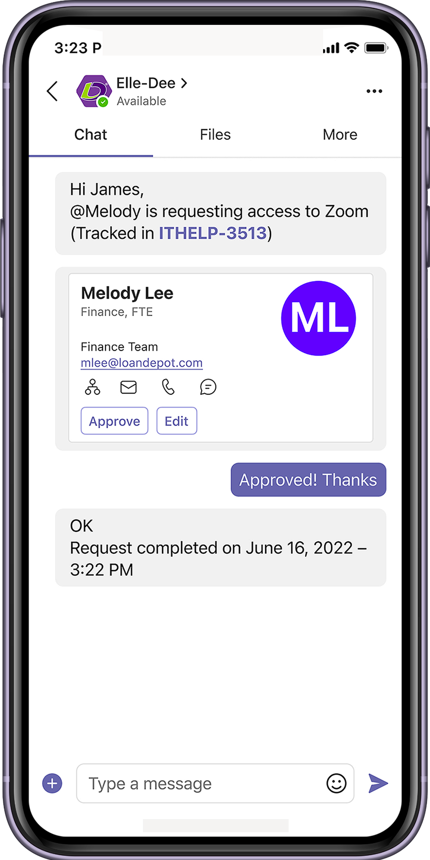 loanDepot with Moveworks chat screen