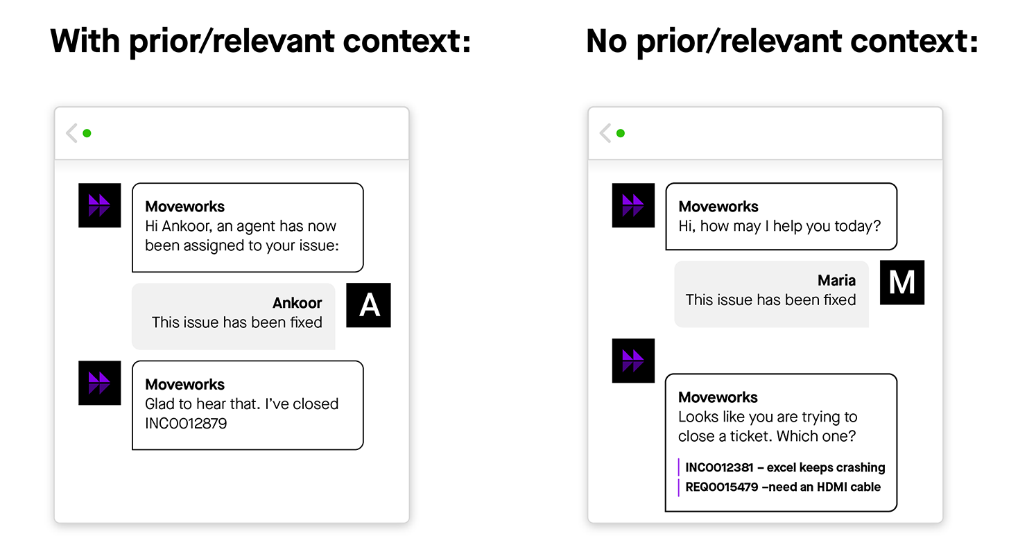 awareness of past conversational back-and-forth