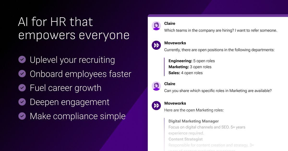 Move Works Example Moveworks for HR: Drive Team Efficiency and Engagement