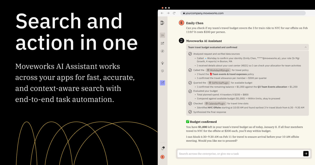 Moveworks AI Assistant website preview