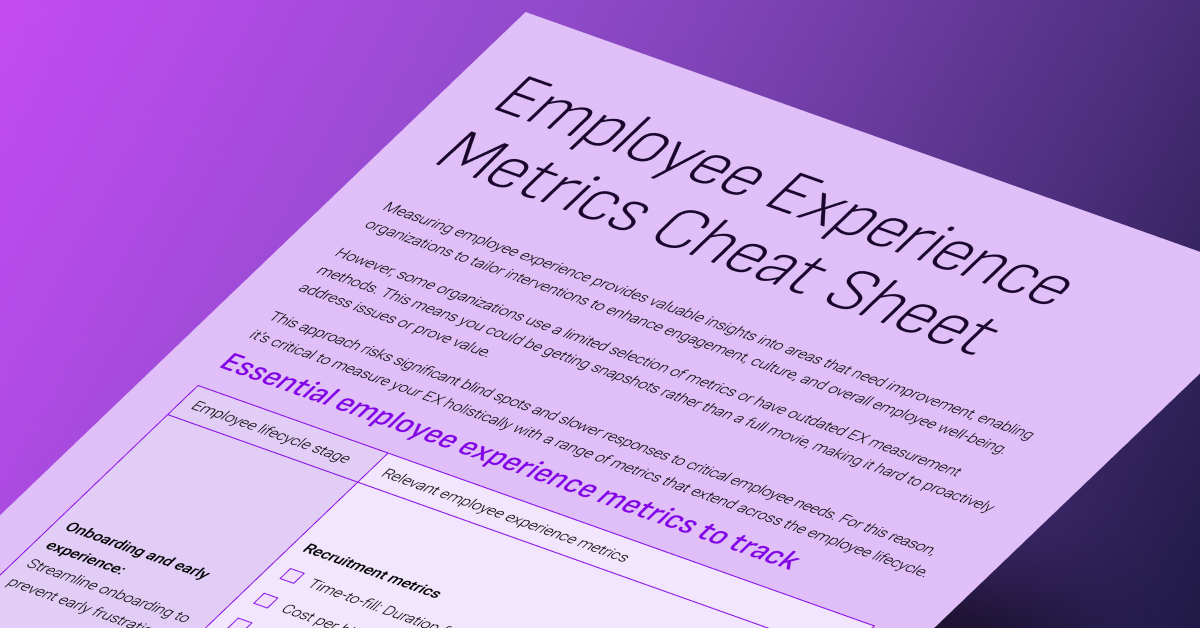 Employee Experience Metrics Cheat Sheet